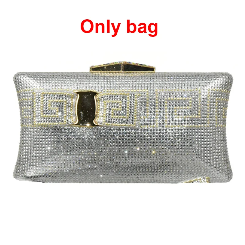 Silver bag only Последний черный Цвет обувь для вечеринок и комплекты с сумкой, декорированные Стразы в африканском стиле Для женщин итальянские туфли в комплекте Свадебный комплект с сумочкой и вечерние - Цвет: Silver bag only