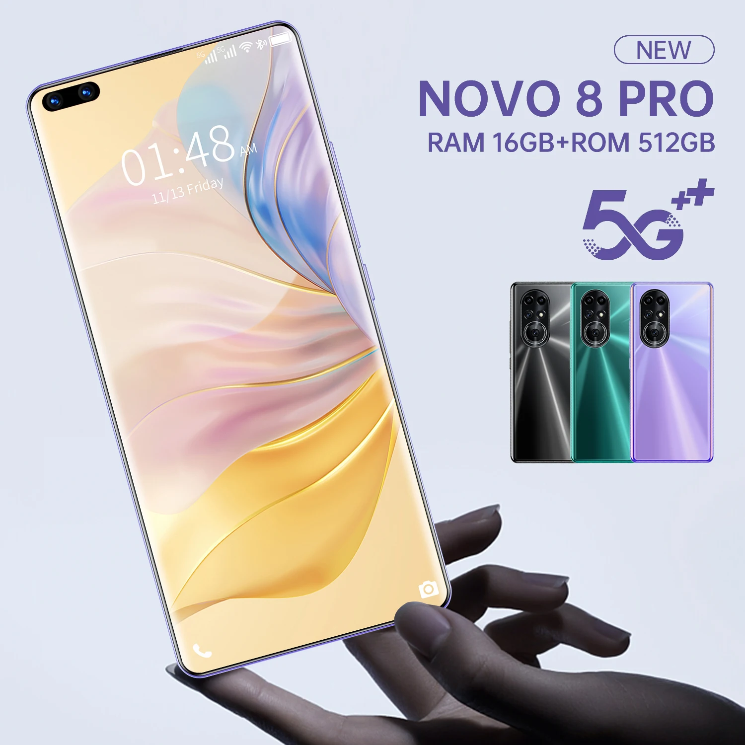 US $107.73 Novo 8 Pro Smartphone Newest Android 110 16GB512GB Cellphone 6800mAh Deca Core CPU Mobile Phone 73 32MP Rear Cameras