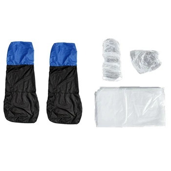 

1 pair Universal Car Waterproof Nylon Front Seat Covers & 1 set Universal Car Disposable PE Plastic Soft Seat Cover