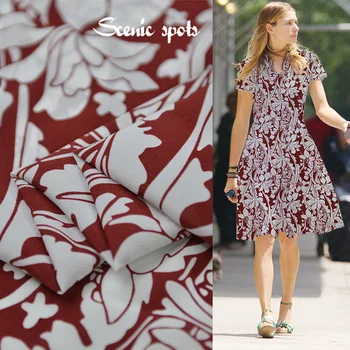 

Kapok Jungle Elegant Cheongsam Shirt Dress Fabric Silk Cotton Crepe De Chine Sand Feeling