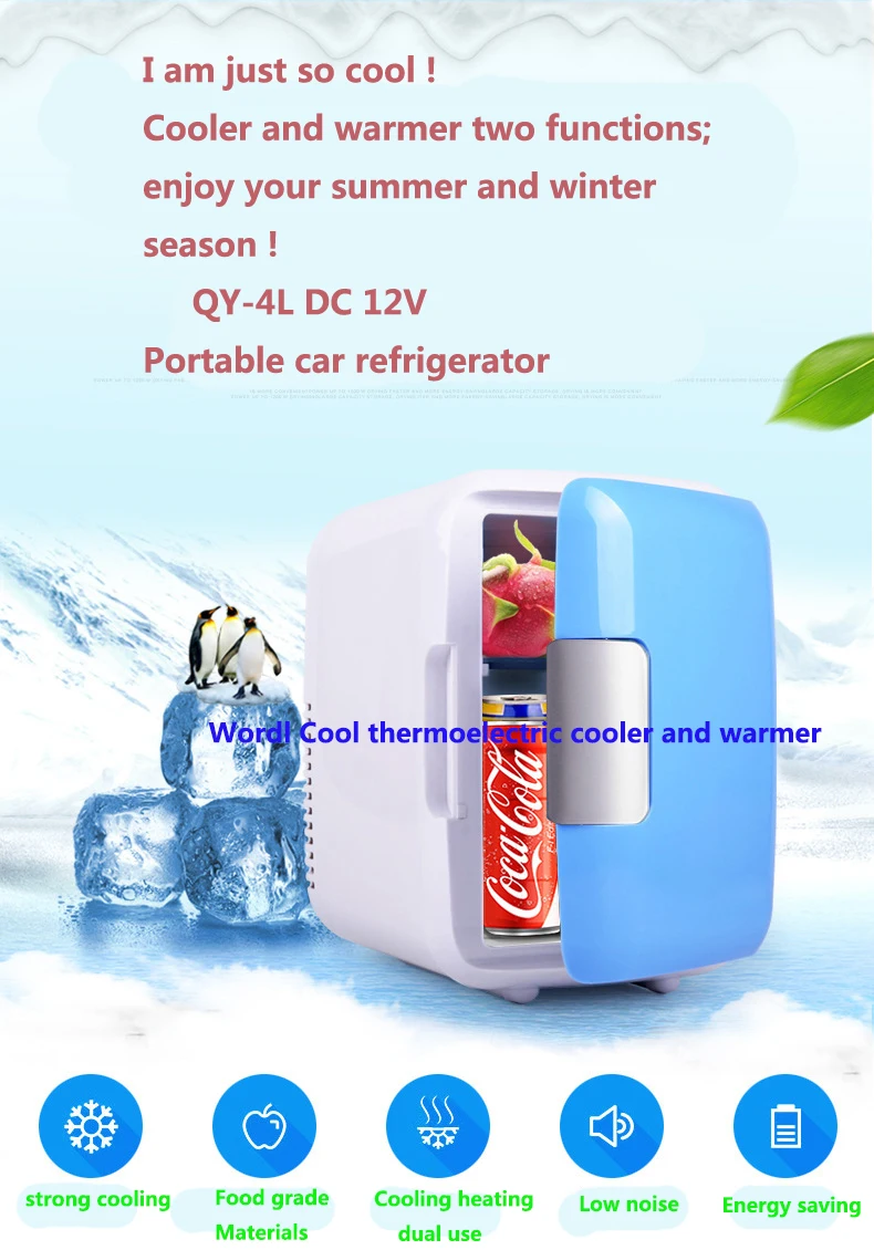 4Liters AC &DC12V Refrigerators On Road RV Outdoor Camping Thermoelectric Cooler And Waremer Coolbox Freezer HeaterBox Fridge
