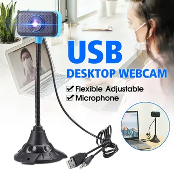 

USB 2.0 Rotatable Computer Webcam with Microphone PC Digital HD Video Camera Practical Portable Camera