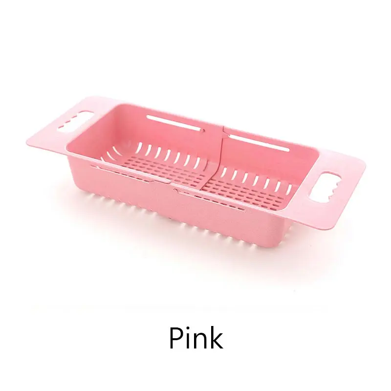 Pink Выдвижная раковина, паннинговая раковина, корзина для слива, прямоугольная пластиковая миска, кухонная раковина, хранилище посуды - Цвет: Pink