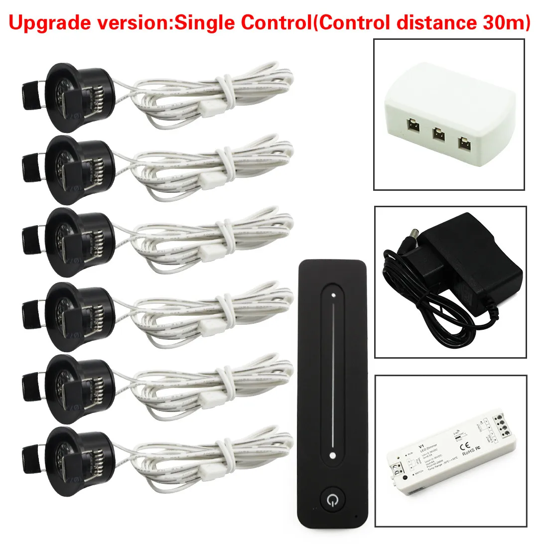 Single Control 6Lamp Светодиодный черный Мини точечный светодиодный светильник с дистанционным затемнением 1,5 Вт 27 мм отверстие 110-220 В потолочные встраиваемые светильники - Испускаемый цвет: Single Control 6Lamp
