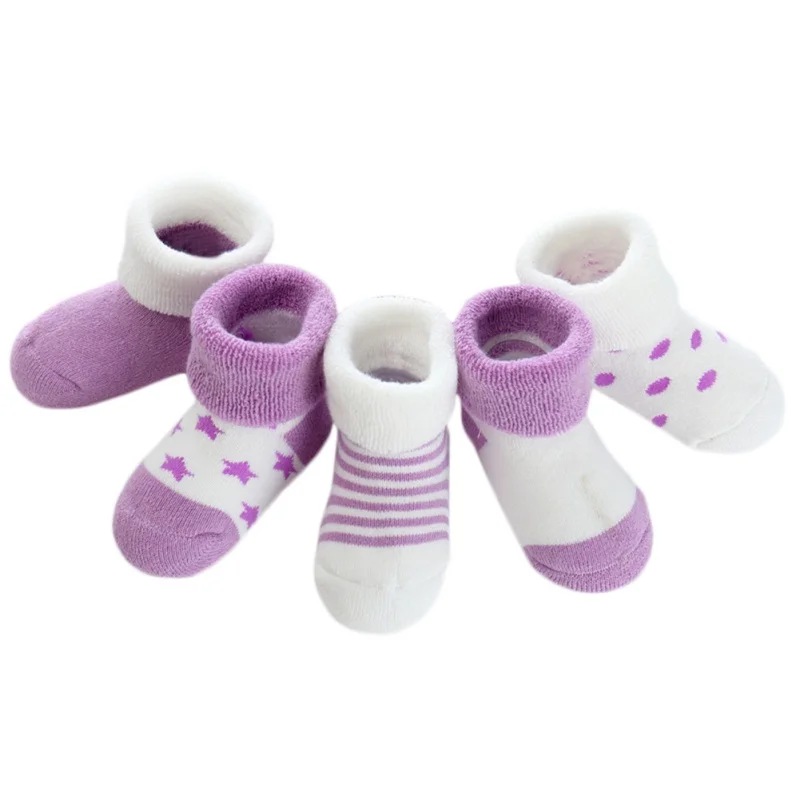 5 пар детских носков ярких цветов для маленьких мальчиков и девочек, хлопковые теплые нескользящие носки-тапочки гетры