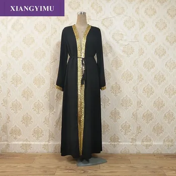 F811-1 free shipping Muslim black abaya islamic clothing for women embroidery rhinestone dubai kaftan robe dress turkish abaya
