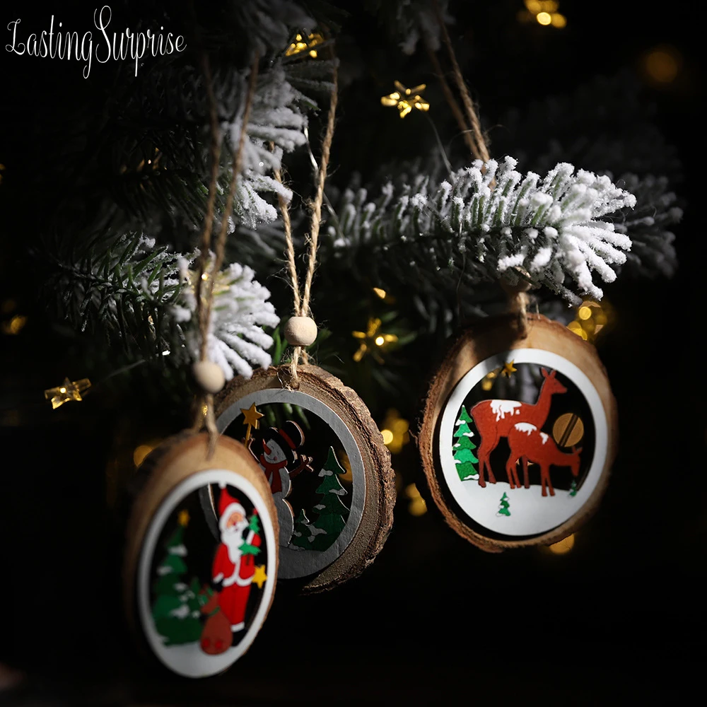 Деревянное украшение Санта-Клаус снеговик Рождественское на открытом воздухе