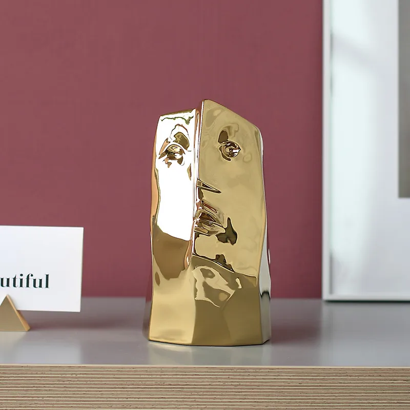 Wu chen longo abstrato ouro cabeça humana