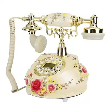 

Antique Corded Telephone Retro Vintage Rotary Dial Desk Telephone Phone with Redial Hands-free Home Office Landline Phone