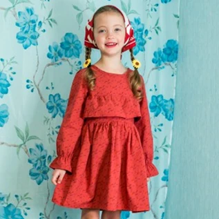 Kseniya Kids/осень ; хлопковая одежда для девочек; цвет красный, желтый; английский стиль; клетчатое платье с длинным рукавом и меховым бантом для маленьких девочек - Цвет: 014