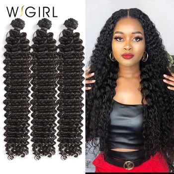 

Wigirl Deep Wave 28 30 32 40 Inch Remy Brazilian Hair Weave Human Hair Bundles Natural Color 100% Remy Human Hair Extension