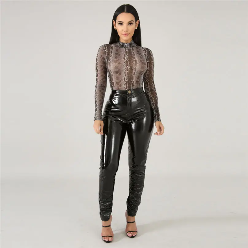 New Fashion Women High Waist Pant Thicken PU Leather Pants Stretch Ladies Leather Solid Slim Leggings Trousers Streetwear 4S10 (16)