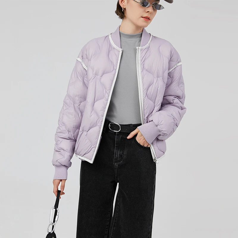 Toyouth Women Down Jackets Thickening Duck Black Greee White Warm Solid Short Baseball Collar Casual Chic Style Overcoat