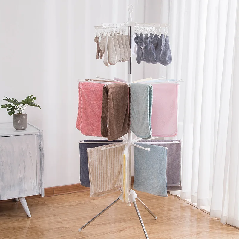 

Drying Rack Bathroom Shelves Towel Holder Multifunctional Stainless Steel Multi-layer Landing Balcony Mobile Drying Rack Baby