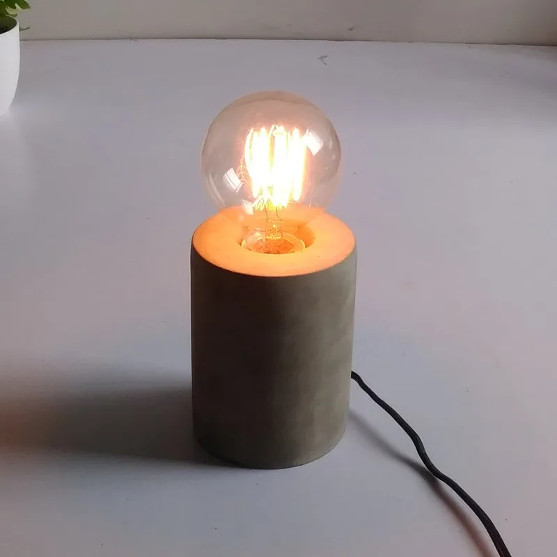 

Modern Minimalist Concrete Table Light Creative Restaurant Bar Cafe Table Lamp Bedroom Bedside Lamp