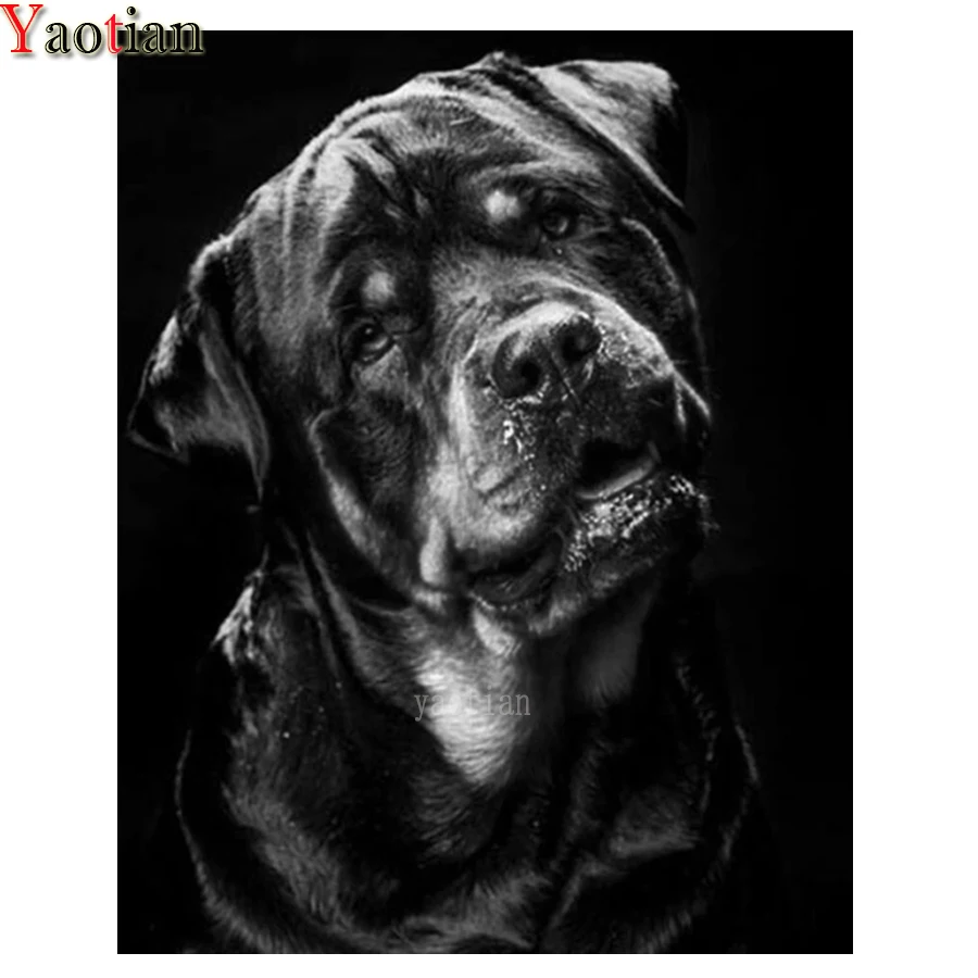 Алмазная 5D картина Rottweiler с собакой вышивка полная выкладка квадратная Стразы