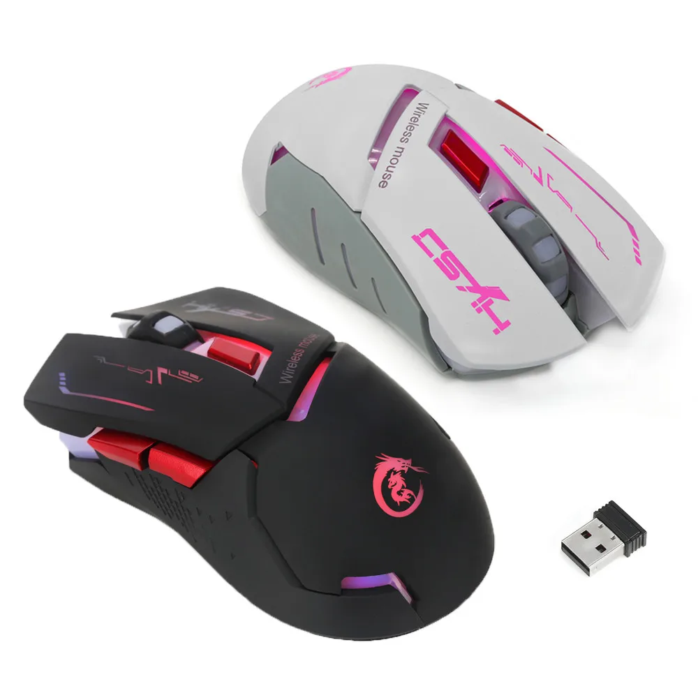 20# Беспроводная игровая мышь, 2,4G, регулируемая, 2400 dpi, беспроводная оптическая мышь, мышь для компьютера, ПК, ноутбука, Inalambrico, Recargable