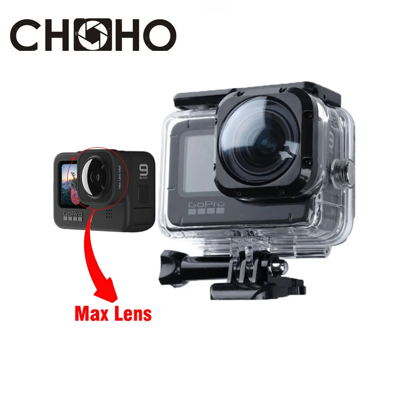 Per Gopro 9 10 Accessori Custodia Custodia Impermeabile Max Lens Mod Grandangolare Big Lente Diving 40M Guscio Protettivo Per Go Pro Hero