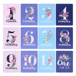 Cartes de partage de photos, jalons, cadeau pour bébé, âge, nouveau né, accessoires Photo B36E, 12 feuilles/ensemble 