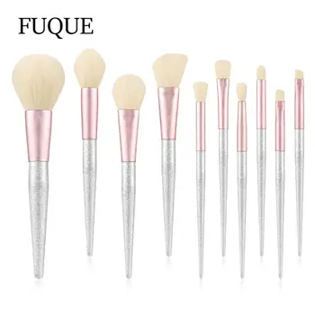 

10Pcs Glitter Makeup Brush Soft Type Cosmetic Face Powder Foundation Brush Synthetic Hair Wood Handle Woman Make up Brush