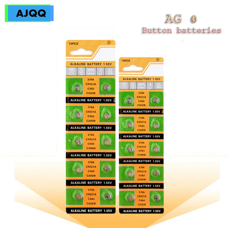 Аккумулятор 50 шт. Pilas AG0 LR69 LR521 379A 1 55 V аккумулятор SR521SW D379 батарея V379 SR63 для игрушек