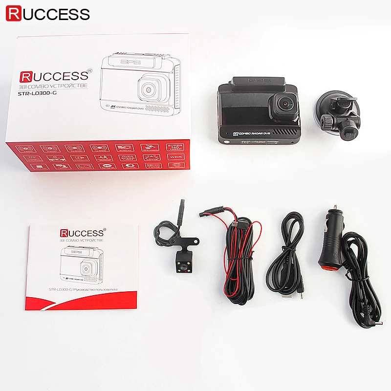 Автомобильный видеорегистратор Ruccess 3 в 1 радар детектор двойной объектив Full Hd 1080P