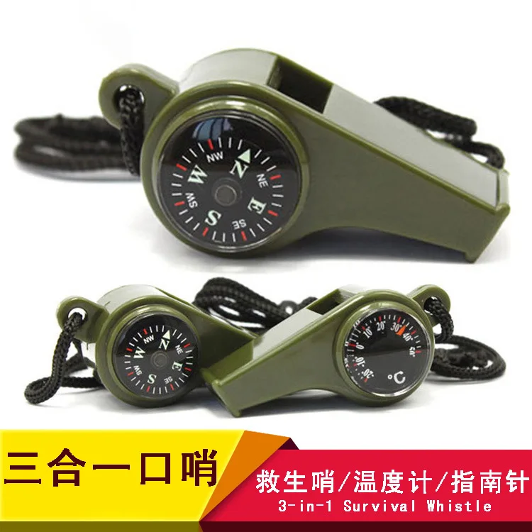 

Three-in-One Compass Lifesaving Whistle Outdoor Multi-functional Crackle Whistle Survival Whistle Sub-High-Frequency Blowing Whi