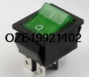 AC 125V/250V 16A 4 терминала зеленый светильник I/O SPST Лодка кулисный переключатель KCD4