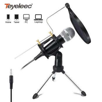 

Teyeleec Recording Condenser Microphone Mobile Phone Microphone 3.5mm Jack Mic for Computer PC Karaoke Mic for Iphone Android
