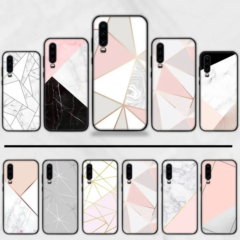 Pink golden marble Printing Phone Case cover Shell For Huawei P9 P10 P20 P30 Pro Lite smart Mate 10 20 Y5 Y6 Y7 2018 2019 | Мобильные