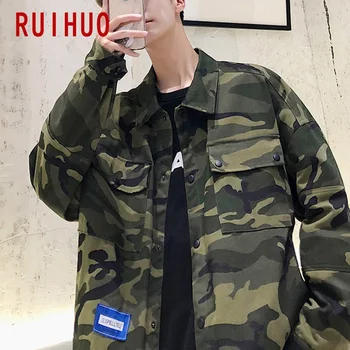 

RUIHUO Camouflage Jacket Men Coat Clothes Streetwear Bomber Jacket Men Hip Hop Winter Coat Men Jacket Coat 5XL 2019 Autumn