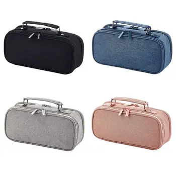 

Large Capacity Double Layer Pencil Case Canvas Portable Storage Bag Make Up Pouch Stationery School Supplies