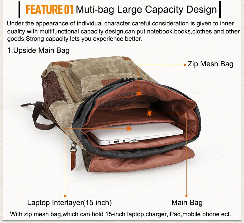 Large Capacity Vintage Camera Backpack