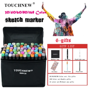 

TOUCHNEW 168 Colors Artist Painting Manga Art Marker Pen Head Alcohol Art Sketch Graffiti Fineliner Markers Set Markers Designer