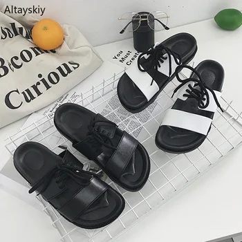 

Summer Slippers Women Flat Students Thick Bottom All-match Womens Couples Shoes Non-slip Trendy Korean Style Simple Slides Chic