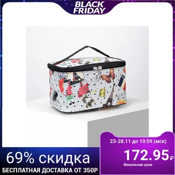 

Cosmetic bag-handbag, zip compartment, with mirror, gray