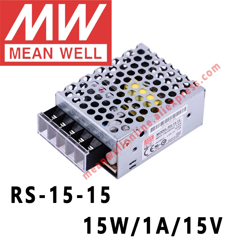 Mean Well Rs-15-15 Ac/dc 15w/1a/15v Single Output Switching Power ...