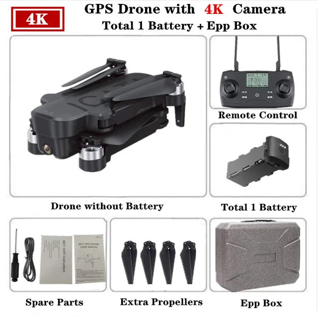 SMRC ICAT6 5G gps бесщеточный мотор складной Радиоуправляемый Дрон wifi 4K двойная HD камера дальность полета 1000 метров Квадрокоптер VS B4W игрушки Дрон - Цвет: 1B suitcase