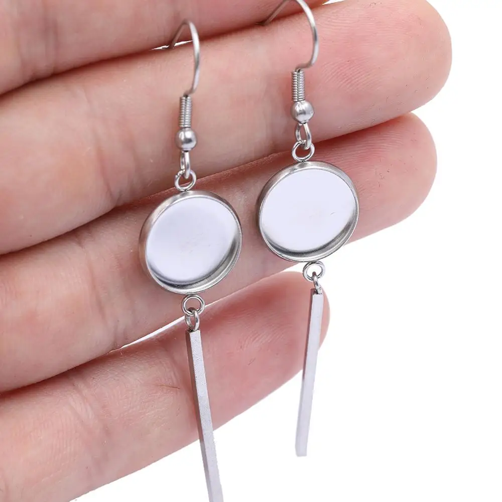 10pcs stainless steel fit 10mm 12mm 14mm 16mm 18mm cabochon earring base blanks diy earrings making findings supplies | Украшения и