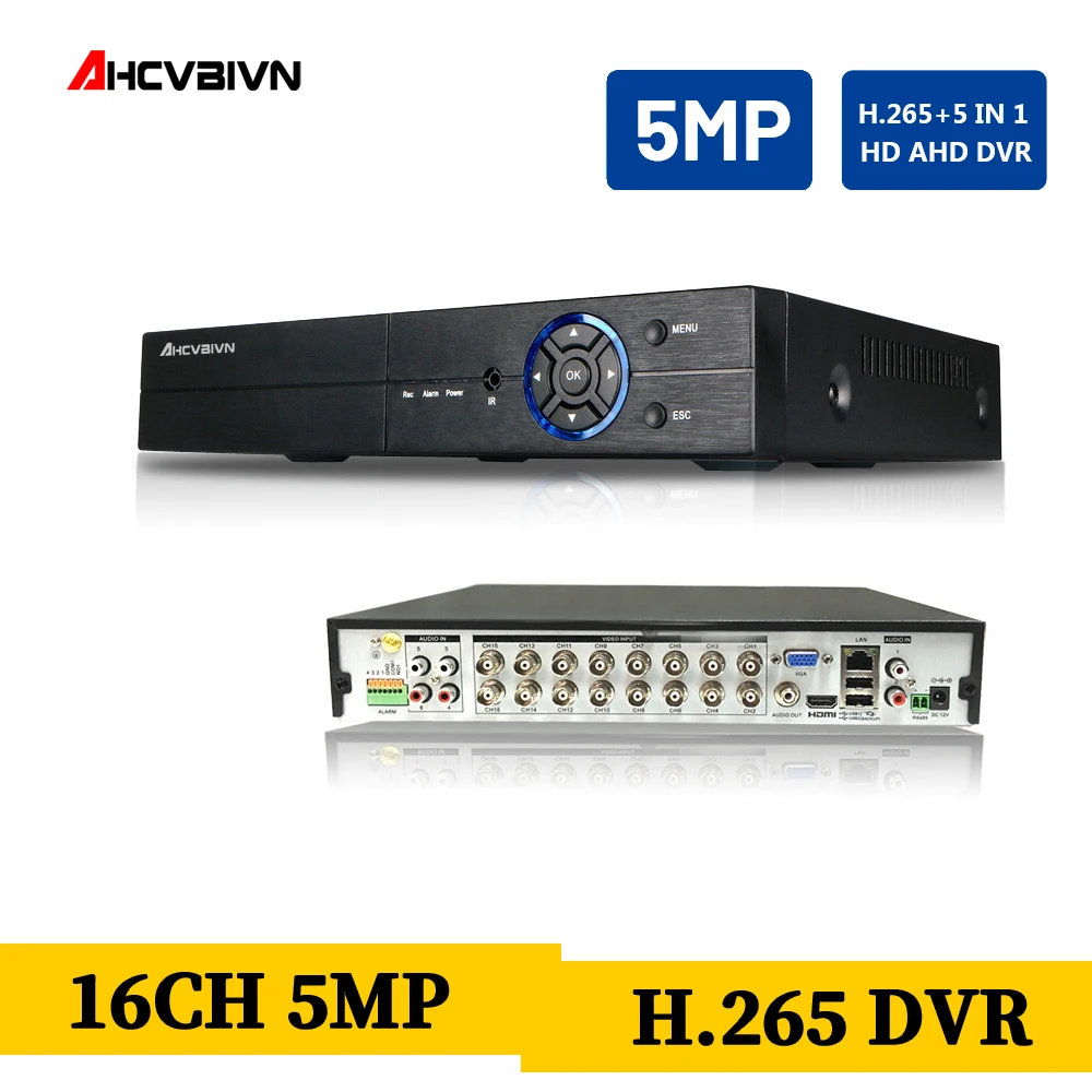 XMeye Hi3531D H265+ 5MP 4MP 16CH 16 Channel 5 in 1 Hybrid TVi CVI NVR AHD CCTV 3G WIFI DVR Surveill