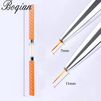 

BQAN 1PCS New Double Head 7mm/11mm Acrylic Flower Nail Art Brushes Liner Brush Drawing Line Crystal Handle Nail Art Manicure Too