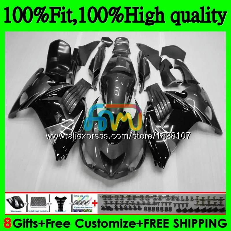 Инъекции для KAWASAKI ZX 14R ZX14R 06 07 08 09 10 11 21BS. 129 ZZR1400 ZX-14R 2006 2007 2008 Черный Серый 2009 2010 2011 обтекатель - Цвет: No. 1