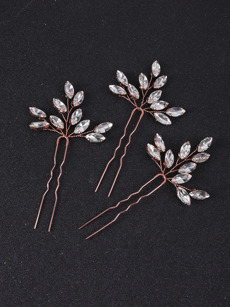 Minimalist Silver Bridal Rhinestone Hair Pins Simple Pure Casual Hairpiece Women Hair Jewelry for Bride Headwear hair accessories bridal hair accessories
