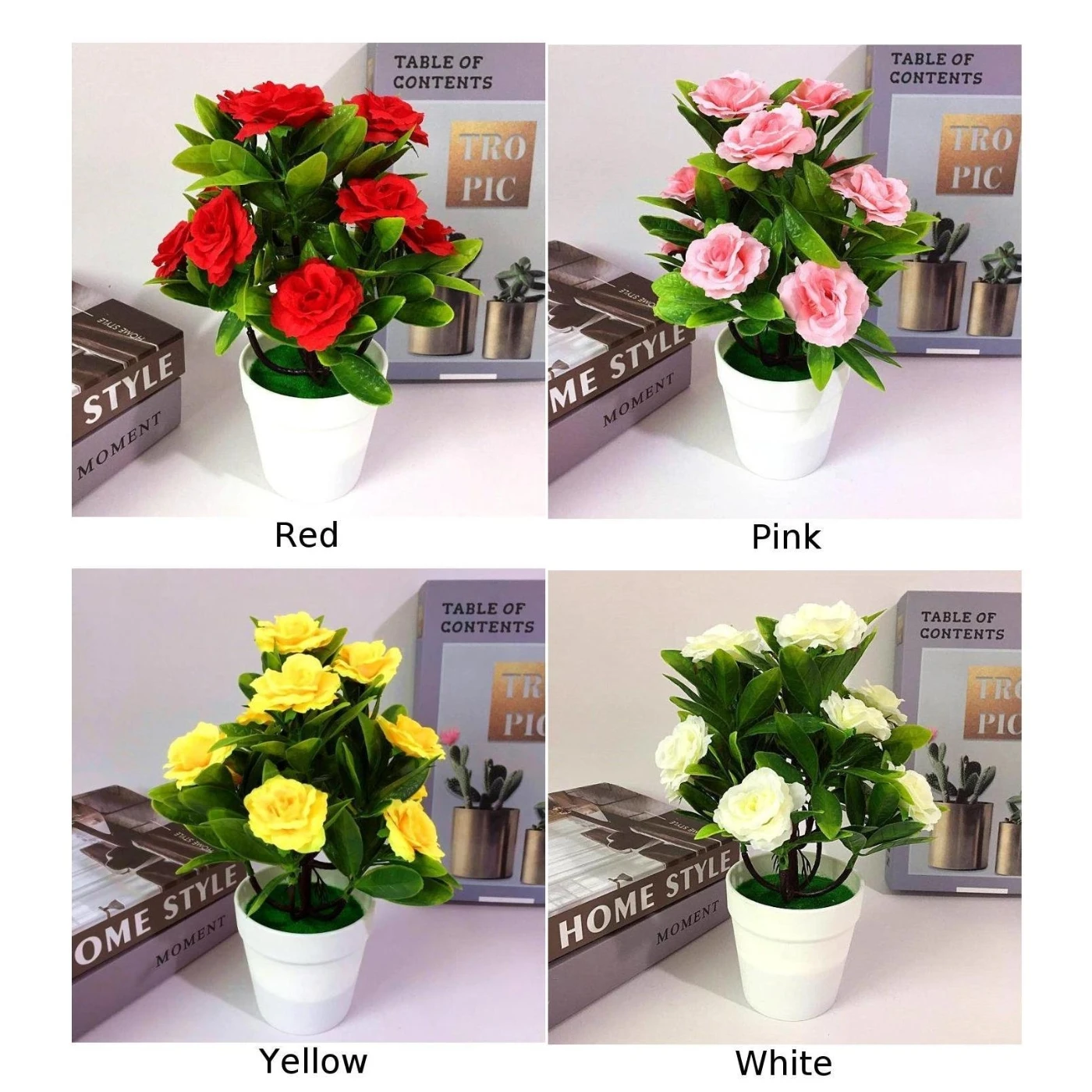 ARTIFICIAL SIMULATION BONSAI FLOWERS TREE POT FAKE POTTED PLANT HOME TABLE DECOR Home Garden Suppli