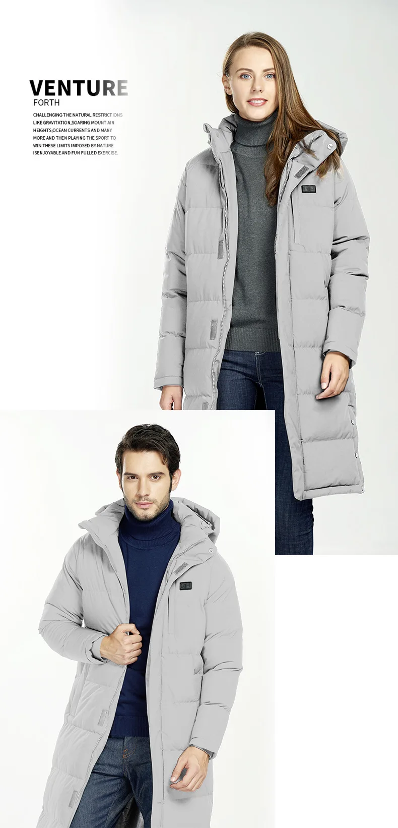 Мужская и женская куртка с USB подогревом, зимняя куртка для любителей улицы, длинное пальто с капюшоном, теплая одежда для пеших прогулок, SA-8