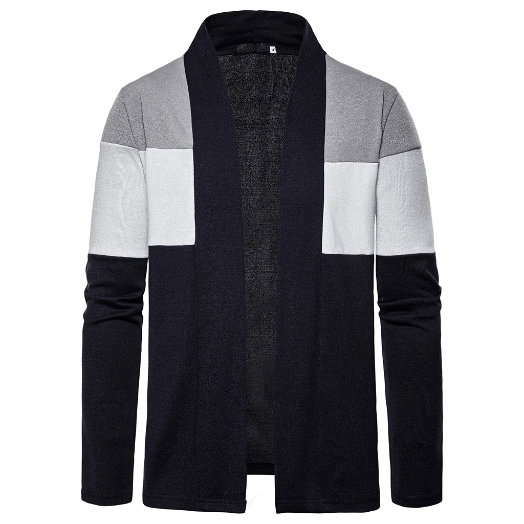 

Puimentiua Men's Autumn Sweater Stitching Color Cardigan Knit Sweater Thin Sweater Casual Long Sleeve Knit Cardigan Sweater NEW