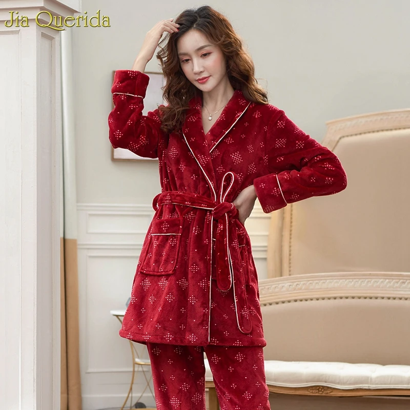 Зимние пижамы для женщин с длинным рукавом кимоно топ Pijama Mujer фланелевая Домашняя одежда качественная пара зимние пижамы для пар пижамы для взрослых - Цвет: U88659