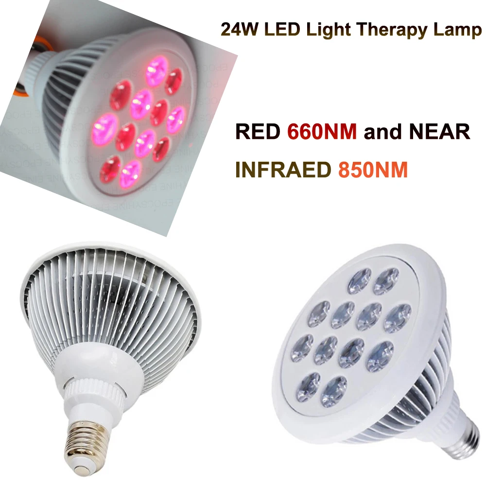 

24W Red Light Therapy Bulbs 660nm Red 850nm Near Infrared Light Therapy Device for Skin and Pain