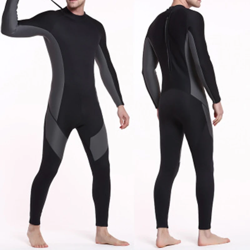 

New 3mm Thickness Men Wetsuit Long Sleeve Zipper Warm Swimming Surf Diving Suit LMH66