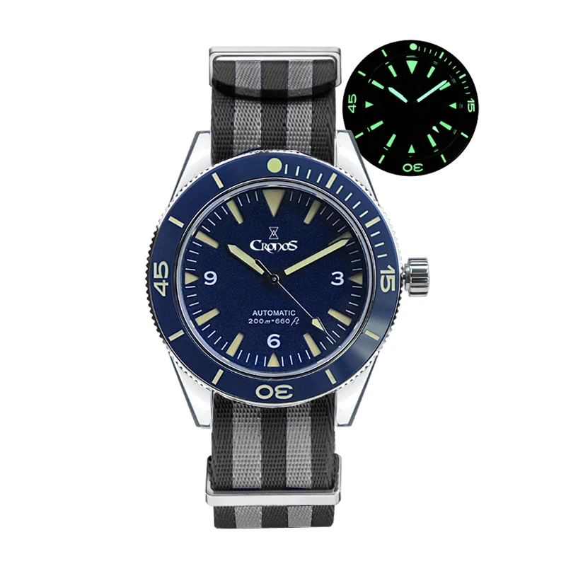 Автоматические Мужские часы Cronos Sea Master 300 светящийся циферблат